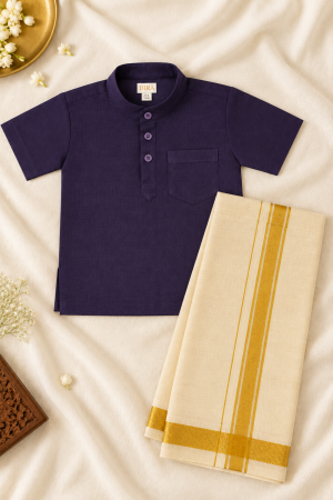 The Classic - Handloom Cotton Kurta & Tissue Vesthi