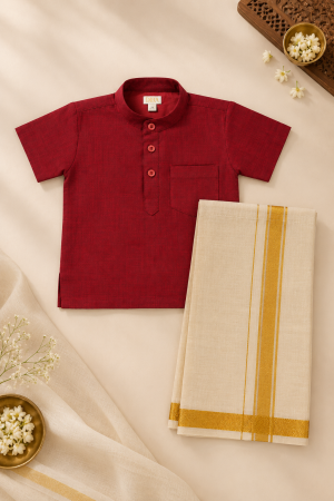 The Classic - Handloom Cotton Kurta & Tissue Vesthi