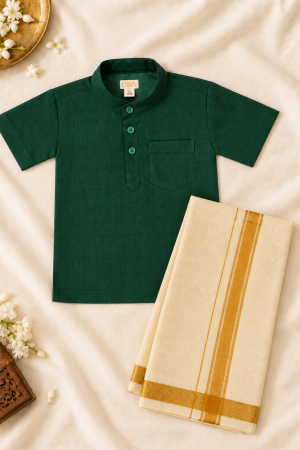 The Classic - Handloom Cotton Kurta & Tissue Vesthi